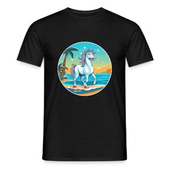 Unicorn Watercolor Cartoon Kawaii Clipart Animal - Men's T-Shirt - black - Front - AI Model Male 178 light (178cm)