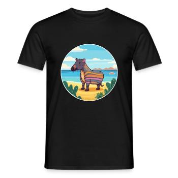 Tapir Watercolor Cartoon Kawaii Clipart Animal - Men's T-Shirt - black - Front - AI Model Male 178 light (178cm)