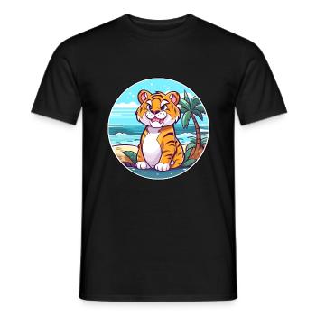 Tiger Aquarell Cartoon Kawaii Clipart Tier - Männer T-Shirt - Schwarz - Vorne - AI Model Male 178 light (178cm)