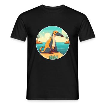 Anteater Watercolor Cartoon Kawaii Clipart Animal - Men's T-Shirt - black - Front - AI Model Male 178 light (178cm)