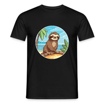 Sloth Watercolor Cartoon Kawaii Clipart Animal - Men's T-Shirt - black - Front - AI Model Male 178 light (178cm)