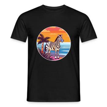 Zebra Watercolor Cartoon Kawaii Clipart Animal - Men's T-Shirt - black - Front - AI Model Male 178 light (178cm)