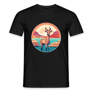 Antilope Aquarell Cartoon Kawaii Clipart Tier - Männer T-Shirt - Schwarz - Vorne - AI Model Male 178 light (178cm)
