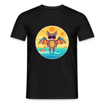 Fledermaus Aquarell Cartoon Kawaii Clipart Tier - Männer T-Shirt - Schwarz - Vorne - AI Model Male 178 light (178cm)