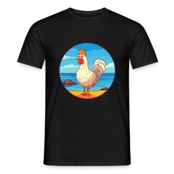 Chicken Watercolor Cartoon Kawaii Clipart Animal - Men's T-Shirt - black - Front - AI Model Male 178 light (178cm)