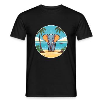 Elephant Watercolor Cartoon Kawaii Clipart Animal - Men's T-Shirt - black - Front - AI Model Male 178 light (178cm)