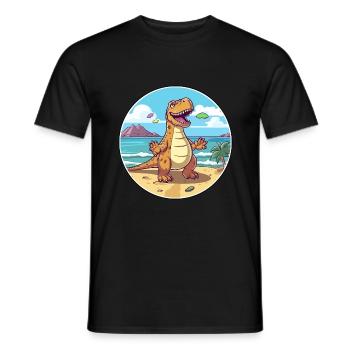 Dinosaure aquarelle dessin animé Kawaii Clipart Animal - T-shirt homme - noir - Devant - AI Model Male 178 light (178cm)