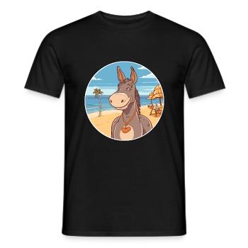Esel Aquarell Cartoon Kawaii Clipart Tier - Männer T-Shirt - Schwarz - Vorne - AI Model Male 178 light (178cm)