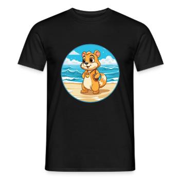 Chipmunk Watercolor Cartoon Kawaii Clipart Animal - Men's T-Shirt - black - Front - AI Model Male 178 light (178cm)