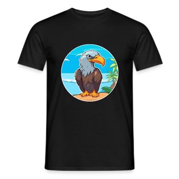 Eagle Watercolor Cartoon Kawaii Clipart Animal - Men's T-Shirt - black - Front - AI Model Male 178 light (178cm)