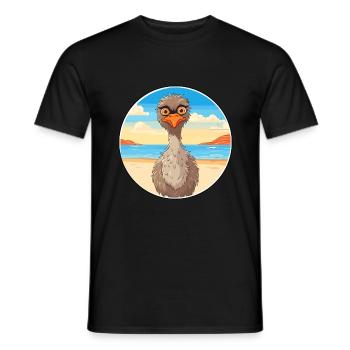 Emu Watercolor Cartoon Kawaii Clipart Animal - Men's T-Shirt - black - Front - AI Model Male 178 light (178cm)