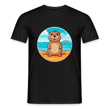 Gopher Watercolor Cartoon Kawaii Clipart Animal - Men's T-Shirt - black - Front - AI Model Male 178 light (178cm)