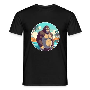 Gorilla Aquarell Cartoon Kawaii Clipart Tier - Männer T-Shirt - Schwarz - Vorne - AI Model Male 178 light (178cm)