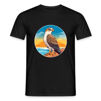 Hawk Watercolor Cartoon Kawaii Clipart Animal - Men's T-Shirt - black - Front - AI Model Male 178 light (178cm)