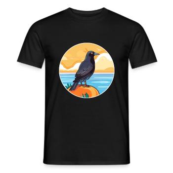 Crow Watercolor Cartoon Kawaii Clipart Animal - Men's T-Shirt - black - Front - AI Model Male 178 light (178cm)