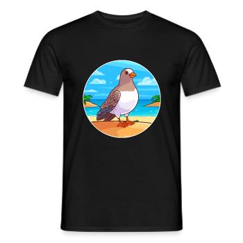 Dove Watercolor Cartoon Kawaii Clipart Animal - Men's T-Shirt - black - Front - AI Model Male 178 light (178cm)