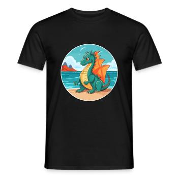 Dragon Watercolor Cartoon Kawaii Clipart Animal - Men's T-Shirt - black - Front - AI Model Male 178 light (178cm)