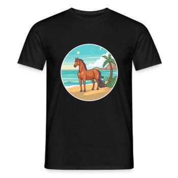 Pferd Aquarell Karikatur Kawaii Clipart Tier - Männer T-Shirt - Schwarz - Vorne - AI Model Male 178 light (178cm)