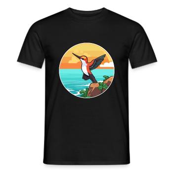 Colibri aquarelle dessin animé Kawaii Clipart animal de compagnie - T-shirt homme - noir - Devant - AI Model Male 178 light (178cm)