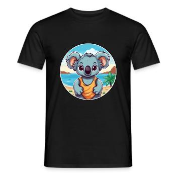 Koala Watercolor Cartoon Kawaii Clipart Animal - Men's T-Shirt - black - Front - AI Model Male 178 light (178cm)
