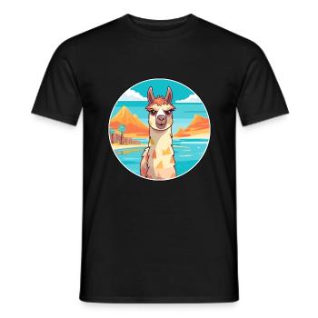 Lama Aquarell Cartoon Kawaii Clipart Tier - Männer T-Shirt - Schwarz - Vorne - AI Model Male 178 light (178cm)