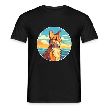 Luchs Aquarell Cartoon Kawaii Clipart Tier - Männer T-Shirt - Schwarz - Vorne - AI Model Male 178 light (178cm)