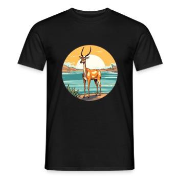 Impala Aquarell Karikatur Kawaii Clipart Tier - Männer T-Shirt - Schwarz - Vorne - AI Model Male 178 light (178cm)