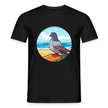 Pigeon aquarelle dessin animé kawaii clipart animal - T-shirt homme - noir - Devant - AI Model Male 178 light (178cm)
