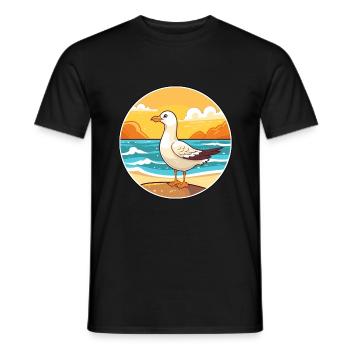 Seagull Watercolor Cartoon Kawaii Clipart Animal - Men's T-Shirt - black - Front - AI Model Male 178 light (178cm)