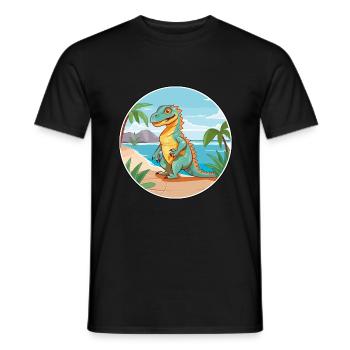 Iguana Watercolor Cartoon Kawaii Clipart Animal - Men's T-Shirt - black - Front - AI Model Male 178 light (178cm)