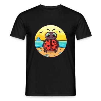 Ladybug Watercolor Cartoon Kawaii Clipart Animal - Men's T-Shirt - black - Front - AI Model Male 178 light (178cm)