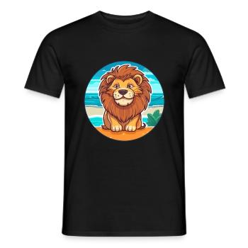 Lion Watercolor Cartoon Kawaii Clipart Animal - Men's T-Shirt - black - Front - AI Model Male 178 light (178cm)