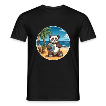 Panda Watercolor Cartoon Kawaii Clipart Animal - Men's T-Shirt - black - Front - AI Model Male 178 light (178cm)