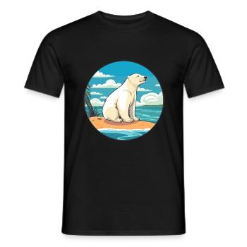 Ours polaire aquarelle dessin animé Kawaii Clipart animal de compagnie - T-shirt homme - noir - Devant - AI Model Male 178 light (178cm)