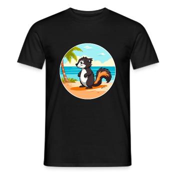 Skunk aquarelle dessin animé Kawaii Clipart Animal - T-shirt homme - noir - Devant - AI Model Male 178 light (178cm)