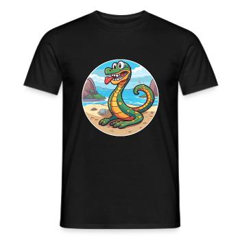 Schlange Aquarell Cartoon Kawaii Clipart Tier - Männer T-Shirt - Schwarz - Vorne - AI Model Male 178 light (178cm)