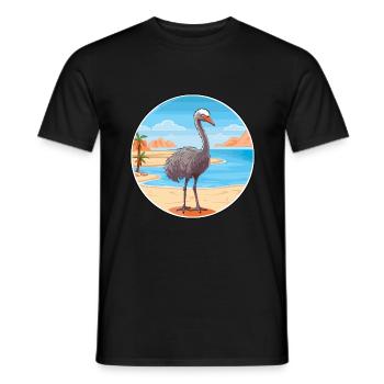 Strauß Aquarell Cartoon Kawaii Clipart Tier - Männer T-Shirt - Schwarz - Vorne - AI Model Male 178 light (178cm)