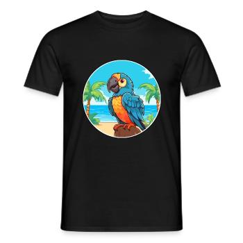 Parrot Watercolor Cartoon Kawaii Clipart Animal - Men's T-Shirt - black - Front - AI Model Male 178 light (178cm)