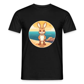 Kaninchen Aquarell Cartoon Kawaii Clipart Tier - Männer T-Shirt - Schwarz - Vorne - AI Model Male 178 light (178cm)