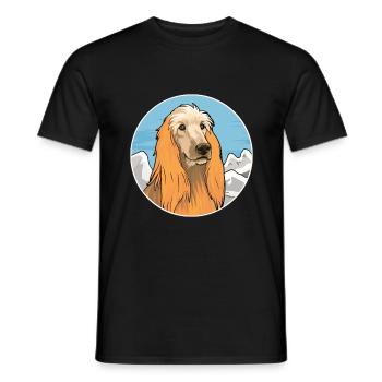 Afghan Hound chien race dessin animé Kawaii aquarelle - T-shirt homme - noir - Devant - AI Model Male 178 light (178cm)