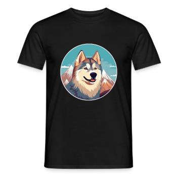 Alopekis Dog Breed Cartoon Kawaii Watercolor - Men's T-Shirt - black - Front - AI Model Male 178 light (178cm)