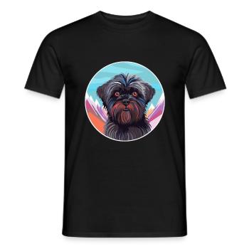 Affenpinscher Dog Breed Cartoon Kawaii Watercolor - Men's T-Shirt - black - Front - AI Model Male 178 light (178cm)