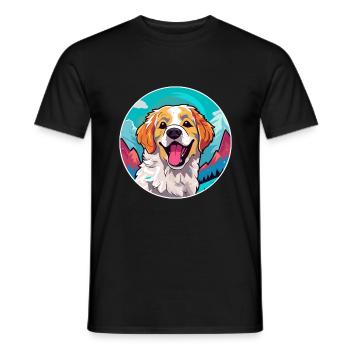 Alano Español chien race dessin animé Kawaii aquarelle - T-shirt homme - noir - Devant - AI Model Male 178 light (178cm)