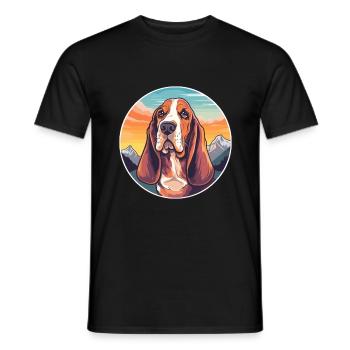 Basset Hund Hund Rasse Cartoon Kawaii Aquarell - Männer T-Shirt - Schwarz - Vorne - AI Model Male 178 light (178cm)