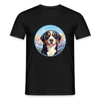 Appenzeller Sennenhund Dog Breed Cartoon Kawaii Wa - Men's T-Shirt - black - Front - AI Model Male 178 light (178cm)