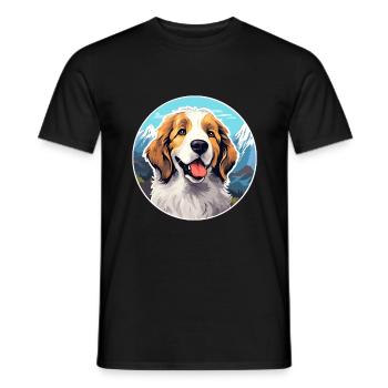 Ariegeois race de chien dessin animé kawaii aquarelle - T-shirt homme - noir - Devant - AI Model Male 178 light (178cm)