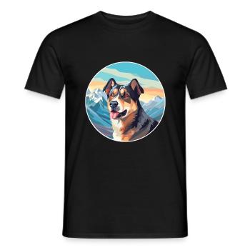 Molosse aryen chien race dessin animé Kawaii aquarelle - T-shirt homme - noir - Devant - AI Model Male 178 light (178cm)