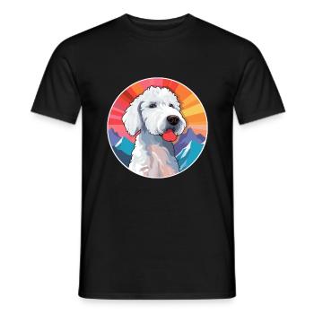 Bedlington Terrier chien race dessin animé Kawaii Waterc - T-shirt homme - noir - Devant - AI Model Male 178 light (178cm)