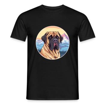 Alpine Mastiff Dog Breed Cartoon Kawaii Watercolor - Men's T-Shirt - black - Front - AI Model Male 178 light (178cm)