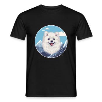 Amerikanische Eskimo-Hunderasse Karikatur Kawaii Watercolo - Männer T-Shirt - Schwarz - Vorne - AI Model Male 178 light (178cm)